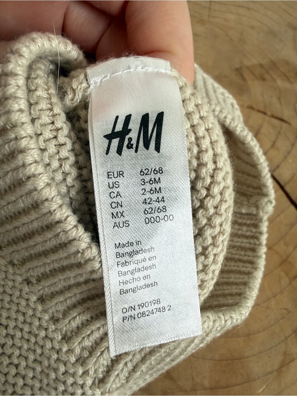 H&M Baby Knit Bear Ear Beanie Hat Cream Cotton Neutral Unisex | Size 3-6M